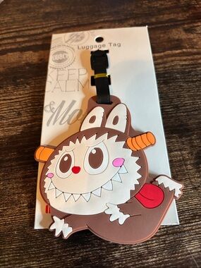 Cute Brown Labubu Silicone Luggage Tag
